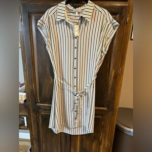 NEW Maurice's striped button down shirtdress with tie waist